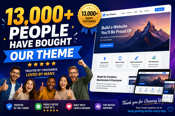 13,000+ People Have Bought Our Theme