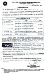 BPSC Date Sheet