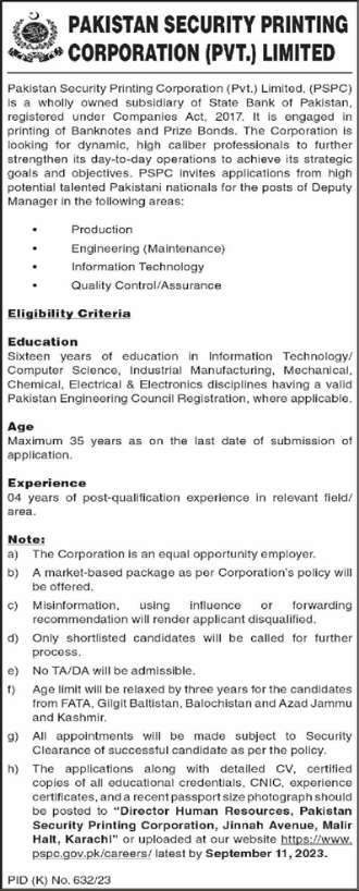 PSP CORPORATION (PVT.) LIMITED JOBS