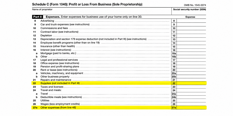 claiming an ai software tax deduction on schedule c form