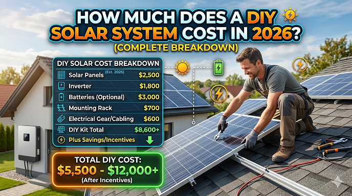 DIY Solar System Cost 2026: Complete Breakdown + Calculator