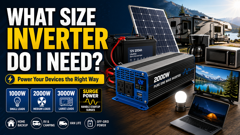 What size inverter do I need — pure sine wave inverter sizing chart for solar, RV, and van life 2026